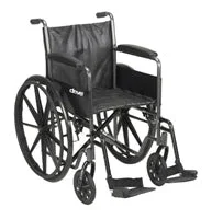 18″ Wheelchair, Steel Frame, Black, Padded Fixed Arm, Swing Away Foot Rest, 8″ Front Caster Wheels