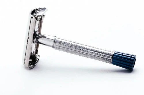 1957 C2 Gillette Blue Tip Light DE Super Speed Razor | Nickel Revamp