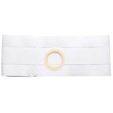 7″ Left, White, Regular Elastic, Nu-form Belt, Extra Large, Custom: 3-1/8″ Blue Bias Ring Centered, 4″ Single Layer Aux Belt