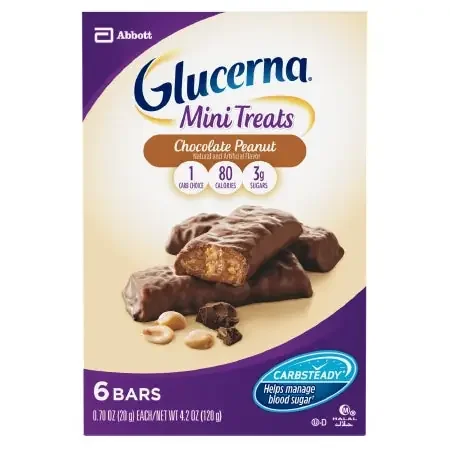 Abbott Nutrition Glucerna Mini Treats Oral Supplement Chocolate Peaunt Butter Flavor 0.70 oz. Individual Packet Ready to Use – 63030