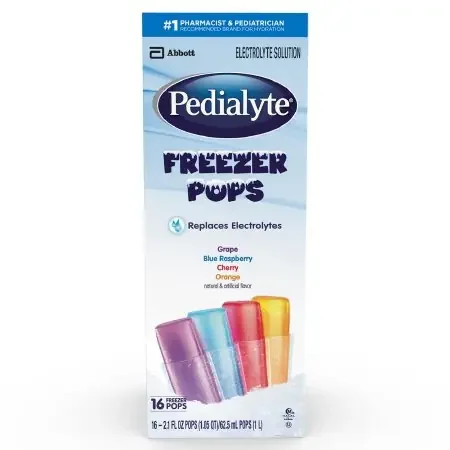 Abbott Pedialyte Pediatric Oral Electrolyte Freezer Pop Grape / Blue Raspberry / Cherry / Orange Flavor 2.1 oz. Box Ready to Use – 7007400246