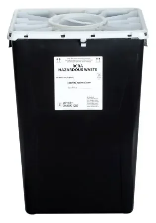 ABM North America AP Line RCRA Waste Container 13 L X 17-3/10 W X 24-4/5 H Inch 18 Gallon Black Base / White Lid Vertical Entry Duo Port Lid – FGAP60DBC001