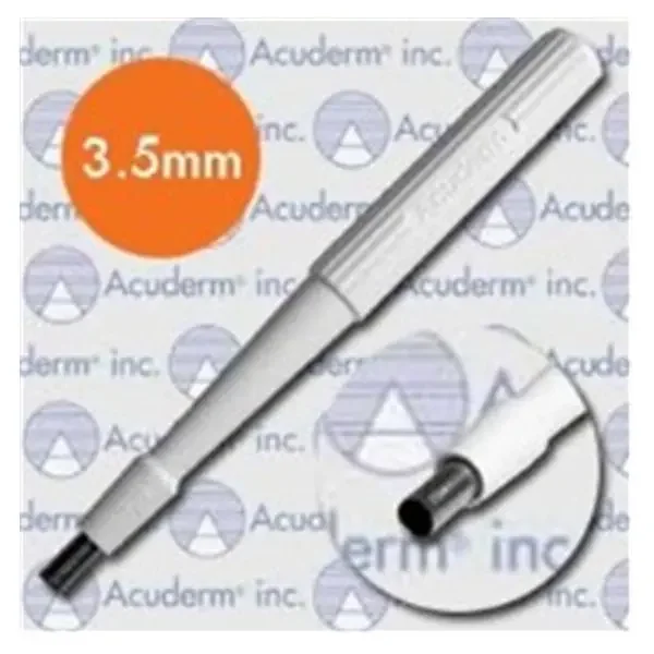 Acuderm Biopsy Punch Dermal Acu-Punch 3.5Mm Ribbed Hollow Handle Ss Bld Disp Strl 25/Bx – P3525
