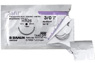 Aesculap Safil Suture without Needle Braided Polyglycolic Acid Suture Absorbable Coated Size 2 – 0 17-7/10 Inch Suture – C1038666