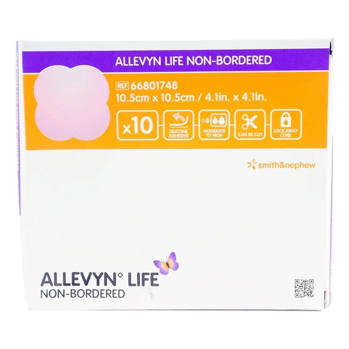 Allevyn Life Nonadhesive without Border Silicone Foam Dressing, 4 x 4 Inch