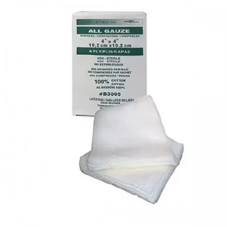 AMD Ritmed All Gauze Gauze Sponge Cotton 8-Ply 4 X 4 Inch Square NonSterile – B3005