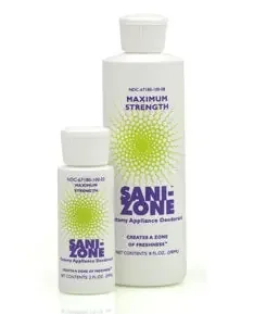 Anacapa Technologies Sani-Zone Ostomy Appliance Deodorant 8 oz., Liquid State, Fragrant Odor, Clear Pale Yellow Color, 94°F Flash Point, 0.98 to 0.99 Specific Gravity – 1008-OD