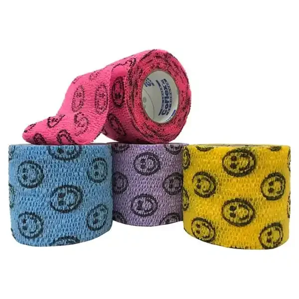 Andover Coated Products Bandage Coflex Nl Compression Elastic 1.5″X5Yd Lf Ns Cohesive Smiley 48/Case – 5150SC-048