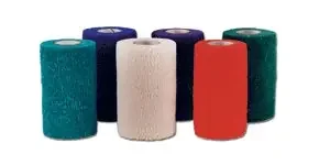 Andover Coated Products CoFlex NL Cohesive Bandage 2 Inch X 5 Yard Standard Compression Self-adherent Closure Teal / Blue / White / Purple / Green NonSterile – 5200RB