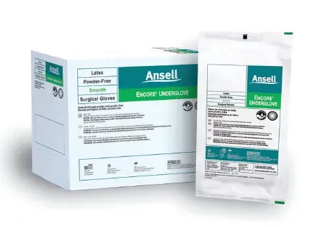 Ansell Encore Underglove Surgical Glove Size 6.5 Sterile Latex Standard Cuff Length Smooth Teal Not Chemo Approved – 2018465