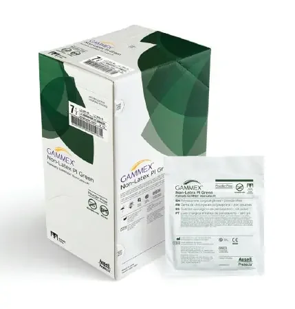Ansell GAMMEX Non-Latex PI Green Surgical Glove Size 7 Sterile Polyisoprene Standard Cuff Length Smooth Light Green Chemo Tested – 20685270