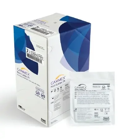 Ansell GAMMEX Non-Latex PI Surgical Glove Size 8.5 Sterile Polyisoprene Standard Cuff Length Smooth White Not Chemo Approved – 20685785