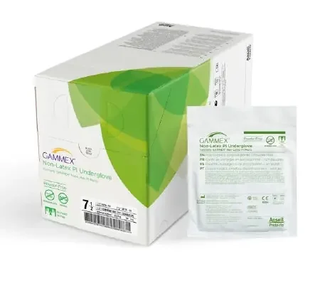 Ansell GAMMEX Non-Latex PI Underglove Surgical Glove Size 8.5 Sterile Polyisoprene Standard Cuff Length Smooth Green Not Chemo Approved – 20687285
