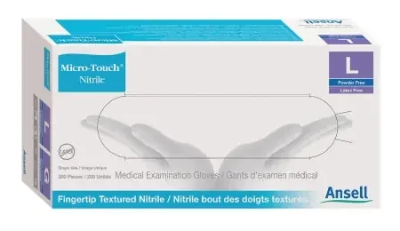 Ansell Micro-Touch Nitrile Exam Glove X-Small NonSterile Nitrile Standard Cuff Length Textured Fingertips Blue Chemo Tested – 6034300