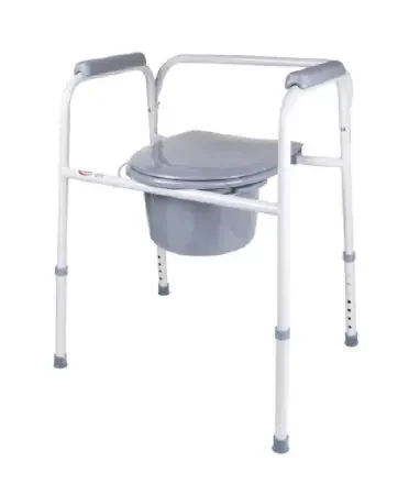 Apex-Carex Healthcare Classics 3-in-1 Commode Chair Padded Fixed Arm Steel Frame Back Bar 24 to 31 Inch Height – FGB34277 0000