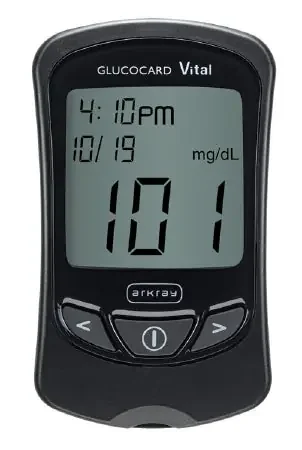 Arkray USA Glucocard Vital Blood Glucose Meter Kit 7 Seconds Stores Up To 250 Results, 14- and 30-Day Averaging Automatic Coding – 761100