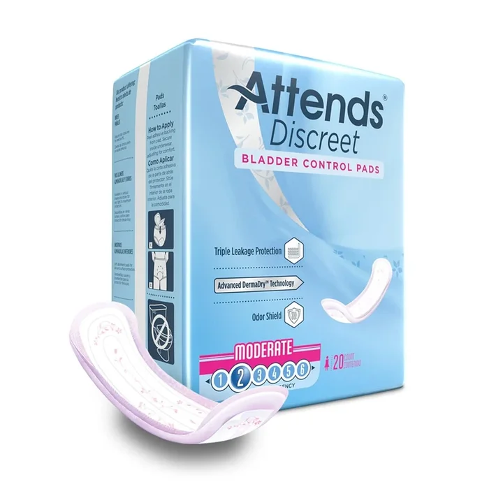 Attends® Discreet Women’s Moderate Bladder Control Pad, 10½-Inch Length