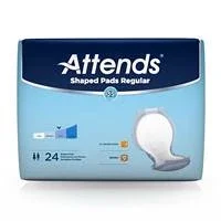 Attends Shaped Regular Bladder Control Pad, 24-1/2 Inch Length Heavy Absorbency Triple Moisture Locking Core One Size Fits Most Adult Disposable, SPDR – BAG OF 24