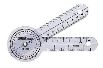 Baseline Plastic Goniometer – 360 Degree Head – 6 inch Arms