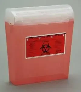 Bemis Healthcare Wall Safe Sharps Container 1-Piece 12 H X 11 L X 4-1/4 W Inch 5 Quart Translucent Red Horizontal Entry Lid – 150 030