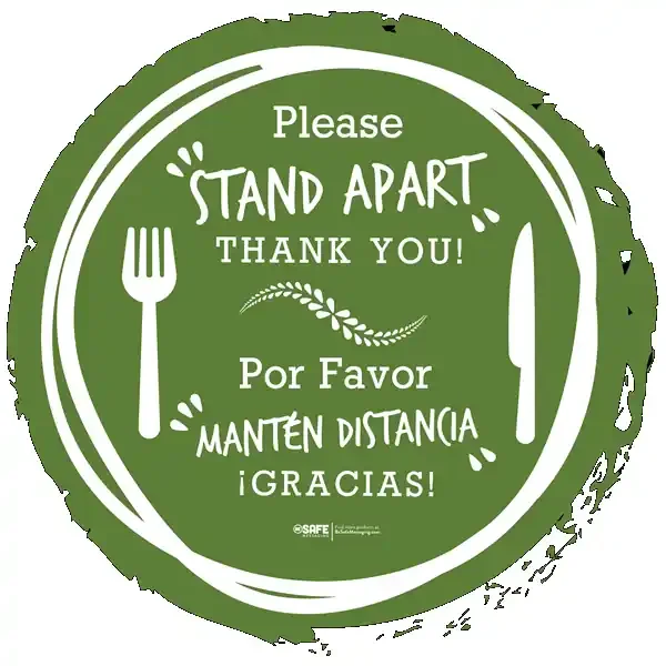 BeSafe Messaging Bilingual Floor Decals – Green, 12″ x 12″, Pack of 6