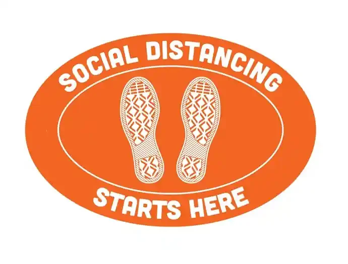 BeSafe Messaging Commercial Floor Decals – Orange & White, 18″ x 12″, Pack of 6