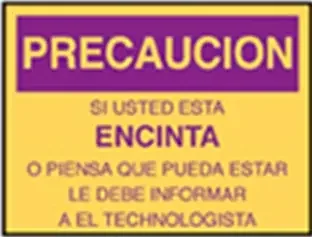 Biodex Medical Systems Caution Sign Precaution Si Usted Esta Encinta O Piensa Que Pueda Estar Le Debe Informar A El Technologista – 024-911