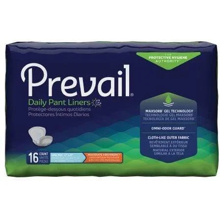 Bladder Control Pad Prevail Daily Pant Liners Moderate Absorbency Adult Unisex Disposable