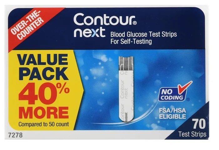 Blood Glucose Test Strips Ascensia Contour 70 Strips per Pack