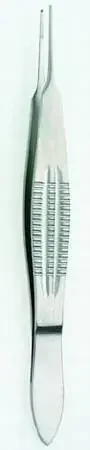 BR Surgical HerMann Medizintechnik Suture Forceps Castroviejo 4-1/8 Inch Surgical Grade Straight 0.3 mm Tips w/1 X 2 Teeth and Tying Platform – H143-14903