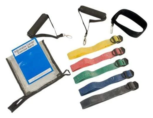 CanDo Adjustable Exercise Band Kit – 5 band (yellow, red, green, blue, black)