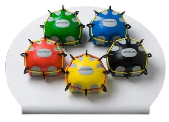 CanDo Digi-Extend n’ Squeeze Hand Exerciser – Medium – 5-piece set (yellow, red, green, blue, black), with stand