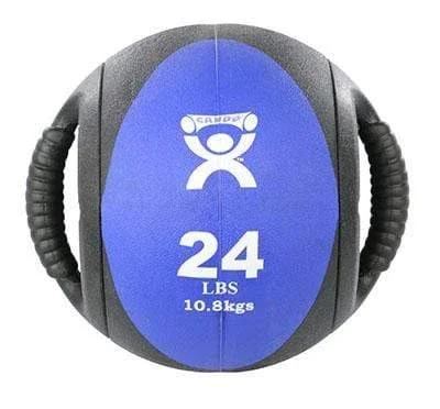 CanDo, Dual-Handle Medicine Ball, 9″ Diameter, Blue, 24 lb.