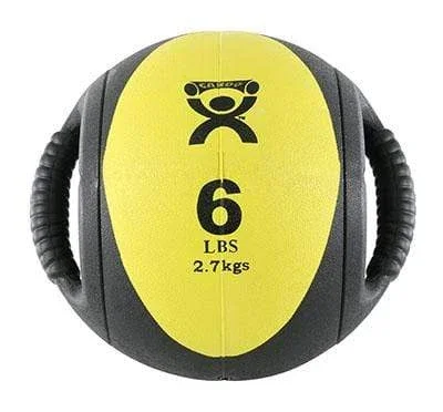 CanDo, Dual-Handle Medicine Ball, 9″ Diameter, Yellow, 6 lb.