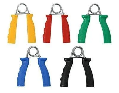 CanDo Ergonomic Hand Grip, Pair – 5 pair set (yellow, red, green, blue, black)