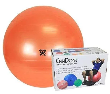 CanDo Inflatable Exercise Ball – Orange – 22″ (55 cm), Retail Box