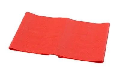 CanDo Low Powder Exercise Band – 4′ length – Red – light