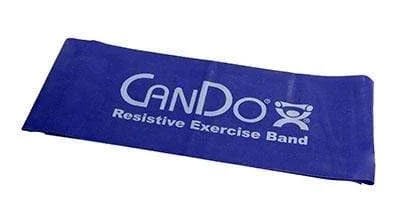 CanDo Low Powder Exercise Band – 5′ length – Blue – heavy