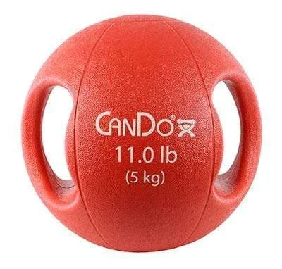 CanDo, Molded Dual Handle Medicine Ball, Red, 11 lb. (5 kg)
