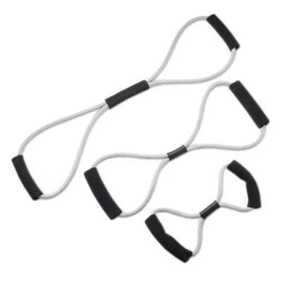 CanDo Tubing BowTie Exerciser – 3-piece set (14″, 22″, 30″), silver