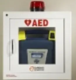 Cardiac Science Wall Mount Cabinet White, See Through Door, With Alarm, Strobe, Security Enabled AED – 50-00392-30