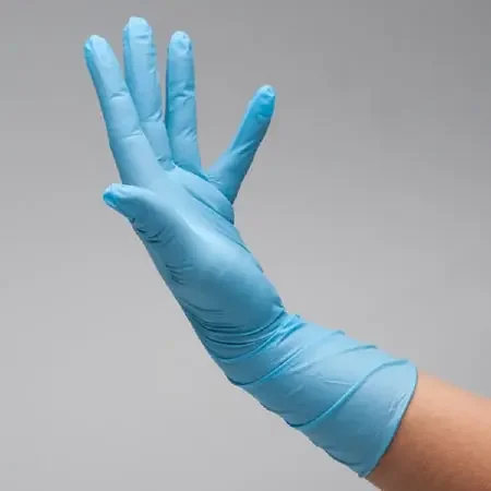 Cardinal Flexam Exam Glove Small Sterile Pair Nitrile Extended Cuff Length Textured Fingertips Blue Chemo Tested – N8830