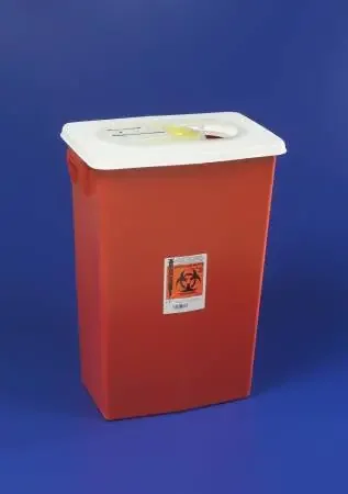 Cardinal SharpSafety Sharps Container 1-Piece 26 H X 18-1/4 W X 12-3/4 D Inch 18 Gallon Red Hinged Lid – 8991