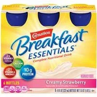 Carnation Breakfast Essentials Creamy Strawberry Flavor 8 Ounce Container Bottle Ready to Use, 12230500 – CASE OF 24