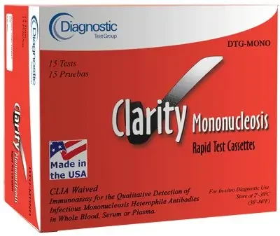 Clarity Diagnostics Clarity Rapid Test Kit Infectious Disease Immunoassay Infectious Mononucleosis Whole Blood / Serum / Plasma Sample 15 Tests – DTG-MONO