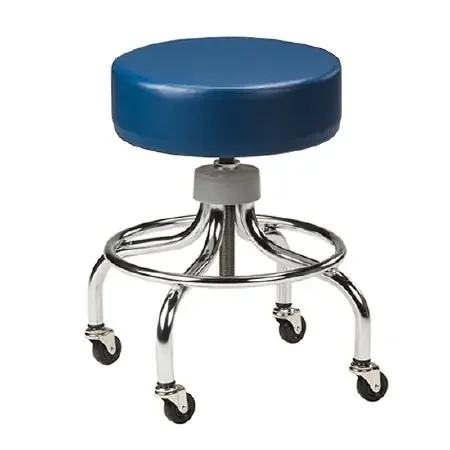 Clinton Industries Chrome Series Base Stool Backless Spin Lift Height Adjustment 4 Casters Navy – 2102