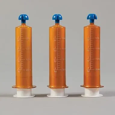 Comar® Oral Dispensers with Tip Caps, 20mL, Amber with White Plunger – 18399