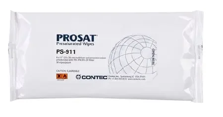 Contec Inc PROSAT Presaturated Cleanroom Wipe ISO Class 5 White NonSterile Polypropylene 9 X 11 Inch Disposable – PS-911