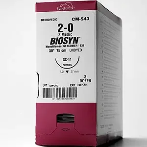 Covidien Biosyn Suture with Needle Absorbable Uncoated Undyed Suture Monofilament Polyester Size 4-0 18 Inch Suture 1-Needle 12 mm Length 1/2 Circle Taper Point Needle – SM431