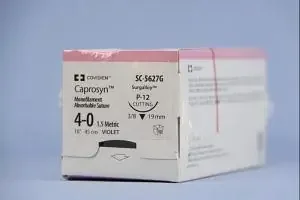 Covidien Caprosyn Suture with Needle Absorbable Uncoated Violet Suture Monofilament Polyester Size 5-0 18 Inch Suture 1-Needle 13 mm Length 3/8 Circle Reverse Cutting Needle – SC5587G